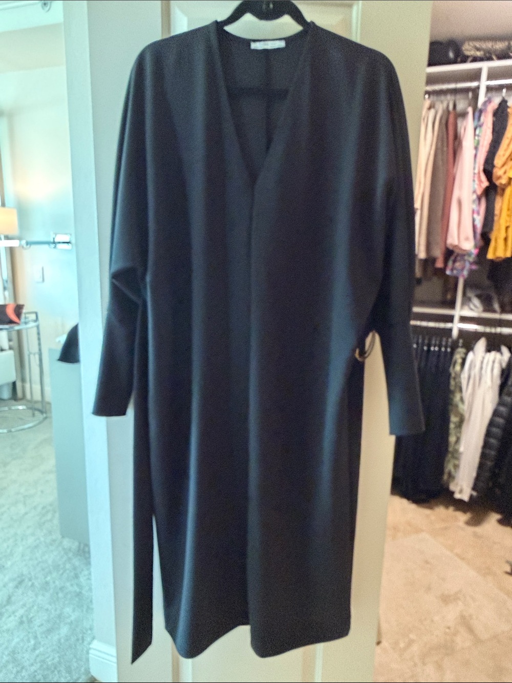 Zara Black V-Neck Long Sleeve Women's Dress